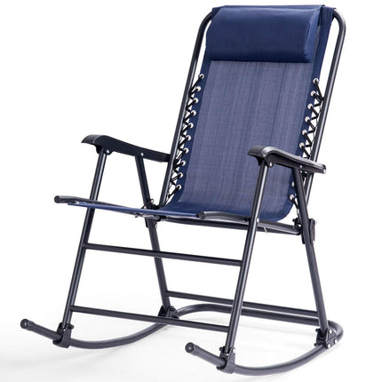 Folding Rocking Chair Recliner Headrest Patio Pool Yard Outdoor - GoplusUS