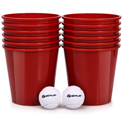 Yard Pong, Giant Pong Game Set with 12 Buckets, 2 Balls and a Carry Bag
