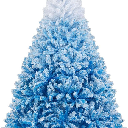 Goplus Artificial Unlit Hinged Xmas Full Tree with Lush Branch Tips Snow Flocked Christmas Tree