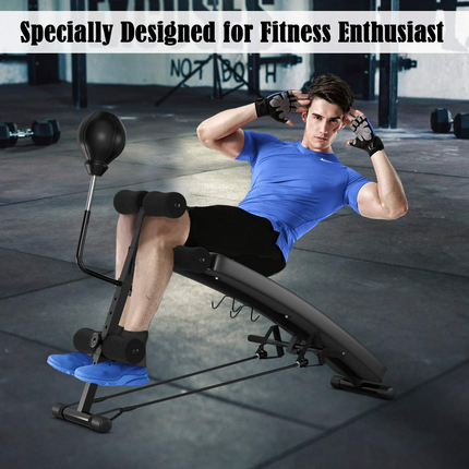 Goplus Adjustable Sit Up Bench, Decline Curved Slant Ab Bench Crunch Board with Speed Ball (Black) - GoplusUS
