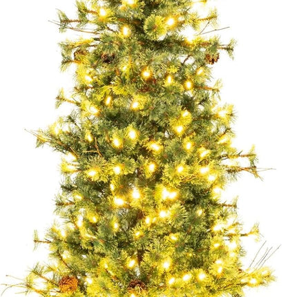 Goplus 6/7/8 FT Pre-Lit Artificial Christmas Tree with Pine Needles & Natural Pine Cones