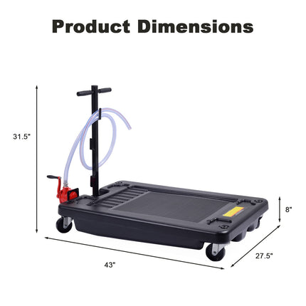 Goplus Portable Oil Drain Pan with Pump 17 Gallon Low Profile Oil Change Pan for Truck Car with 8' Hose - GoplusUS