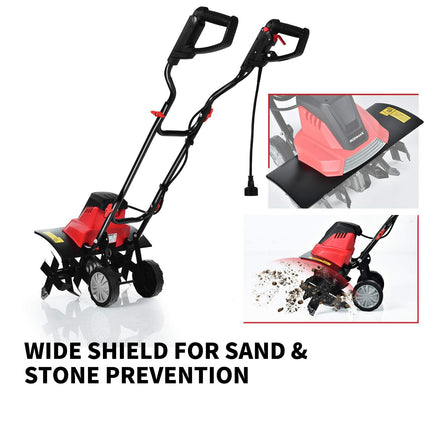 13.5 Amp Corded Electric Tiller and Cultivator, 17-Inch Tiller with 9' Tilling Depth - GoplusUS