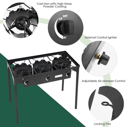 Outdoor Stove Portable Propane Gas Cooker Iron Cast Patio Burner - GoplusUS