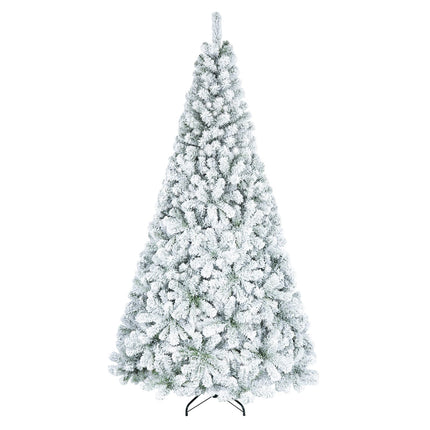 Goplus 6FT/7.5FT/9FT Artificial Christmas Tree | Unlit Flocked White Snow Xmas Tree Hinged