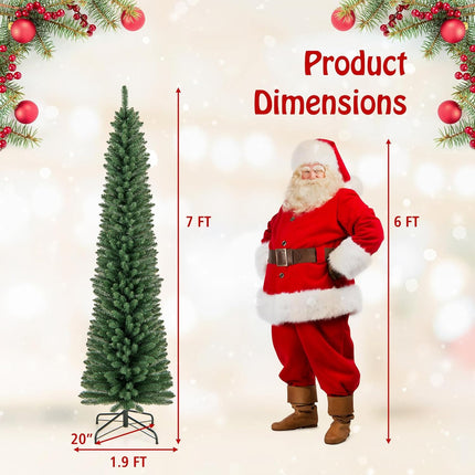 Goplus 5ft / 6ft / 7ft / 8ft Slim Pencil Christmas Tree with Quick Shape Technology