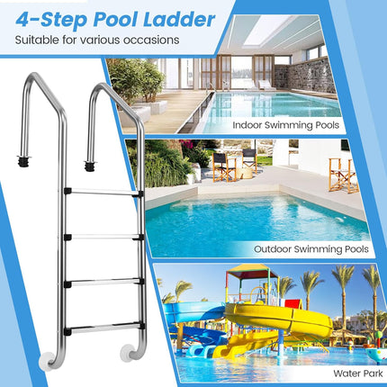 Goplus 4-Step Swimming Pool Ladder Heavy Duty Non-Slip Ladder