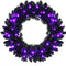 24' Black Halloween Wreath, Pre-lit Artificial Christmas Wreath - GoplusUS