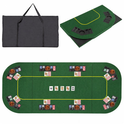 Goplus 79" x 36" Poker Mat | 8 Player Poker Topper with Cup Holder & Carry Bag