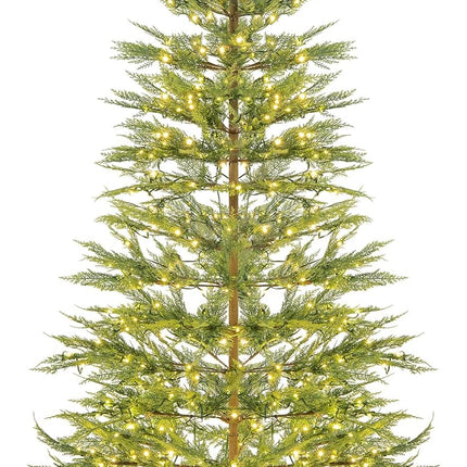 Goplus 7.5ft Pre-Lit Artificial Christmas Tree Simulated Cypress Xmas Tree with Warm-White Fairy LED Lights