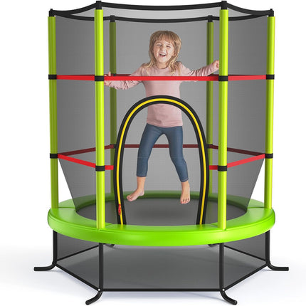 Goplus 55" Trampoline for Kids, 4.6 FT Mini Toddler Trampoline with ASTM Certified, Enclosure Net