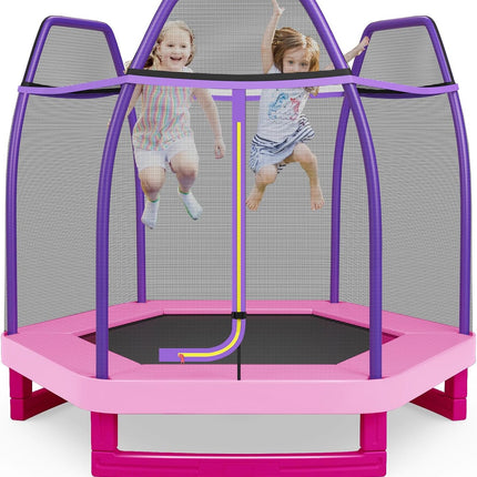 Goplus 7FT Trampoline for Kids, ASTM Approved Trampoline for Boys Girls Outdoor Indoor