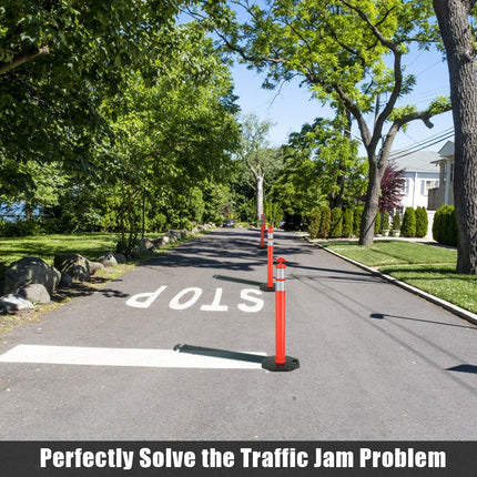 45" Delineator Post Cone, 6 Pack Traffic Cone Safety Barrier with 4" Reflective Collars - GoplusUS