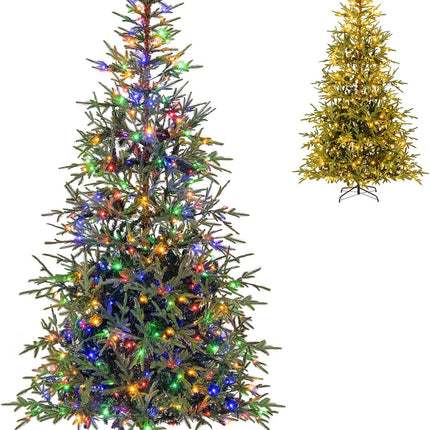Goplus Pre-Lit Artificial Christmas Tree with Warm White & Multicolored LED Lights