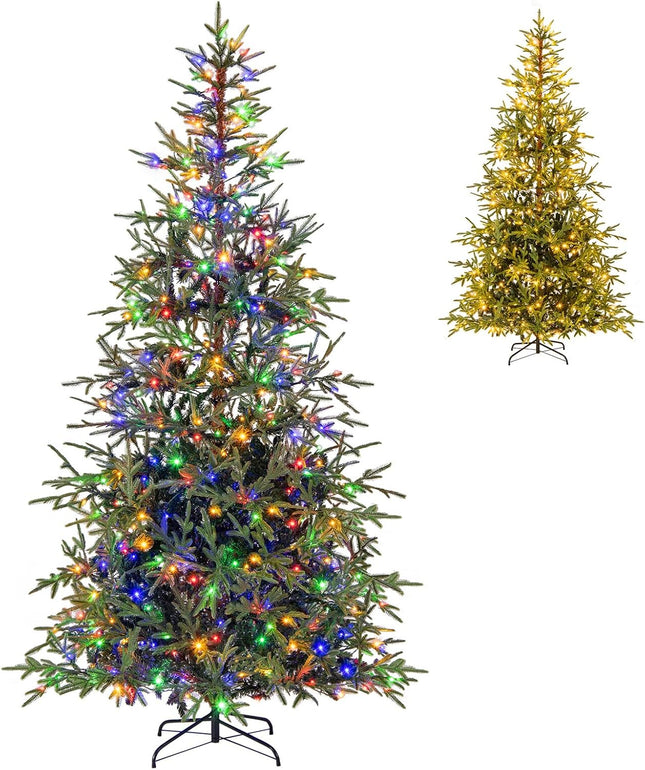 Goplus Pre-Lit Artificial Christmas Tree with Warm White & Multicolored LED Lights