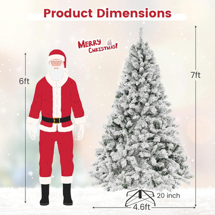 Goplus 3-Minute-Setup Pre-Lit Snow Flocked Christmas Tree for Office Home Holiday Decor