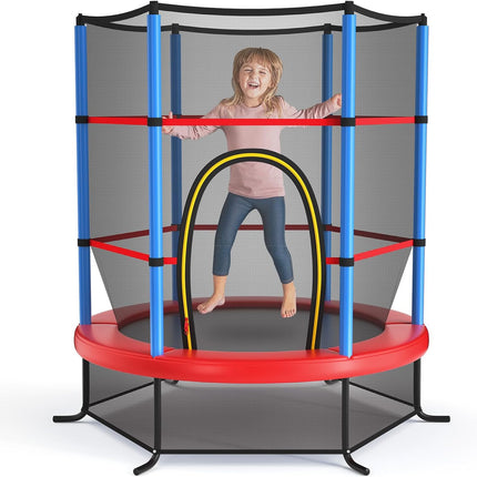 Goplus 55" Trampoline for Kids, 4.6 FT Mini Toddler Trampoline with ASTM Certified, Enclosure Net