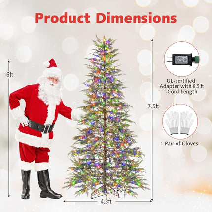 Goplus 6.5FT / 7.5FT Pre-Lit Artificial Christmas Tree | Hinged Sparse Xmas Fir Tree