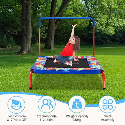 36" Square Toddler Trampoline, 330LBS Load Mini Kids Trampoline - GoplusUS