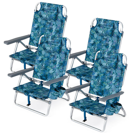 Goplus Portable Folding Beach Chairs with 5-Position Backrest & Padded Headrest