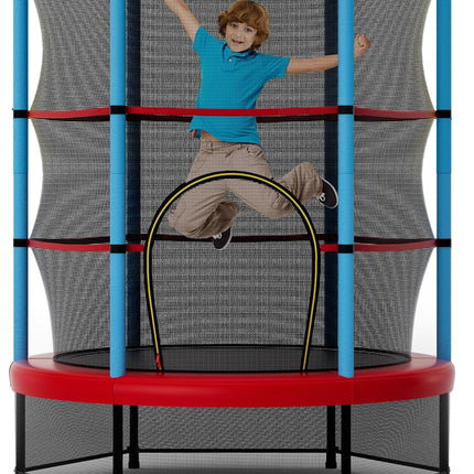 Goplus 55” Trampoline for Kids, ASTM Approved Toddler Trampoline with Safety Enclosure Net