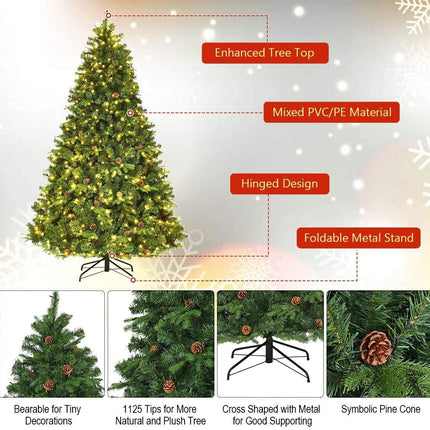 Pre-Lit Artificial Christmas Tree Premium Spruce Hinged Tree with 540 LED Lights