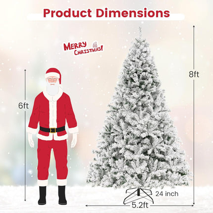 Goplus 3-Minute-Setup Pre-Lit Snow Flocked Christmas Tree for Office Home Holiday Decor