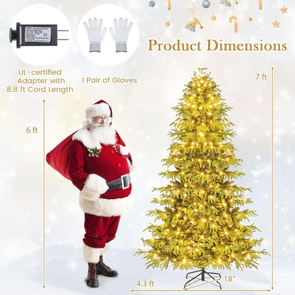 Goplus Pre-Lit Artificial Hinged Full Xmas Tree with PVC & Soft TPE Branch Tips