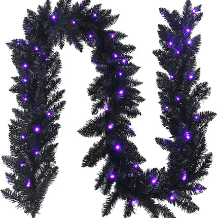 9FT Black Halloween Garland with Lights - GoplusUS