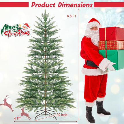 Goplus 7.5ft Pre-Lit Artificial Christmas Tree Simulated Cypress Xmas Tree with Warm-White Fairy LED Lights