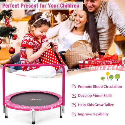 36Inch Kids Trampoline, Foldable Mini Rebounder with Full Covered Handle and Safety Pad - GoplusUS