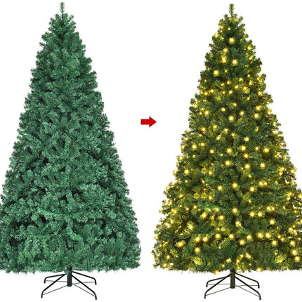 Pre-Lit PVC Artificial Christmas Tree Auto-Spread/Close up Premium Spruce Hinged