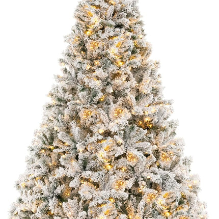 Goplus 3-Minute-Setup Pre-Lit Snow Flocked Christmas Tree for Office Home Holiday Decor