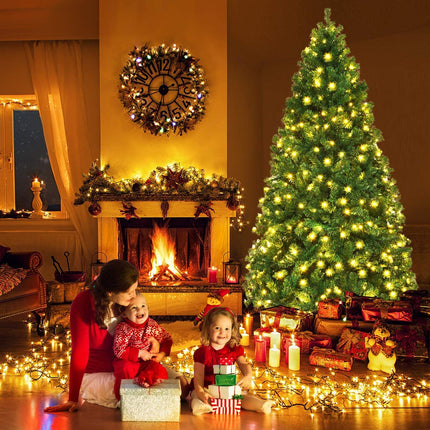 Pre-Lit PVC Artificial Christmas Tree Auto-Spread/Close up Premium Spruce Hinged