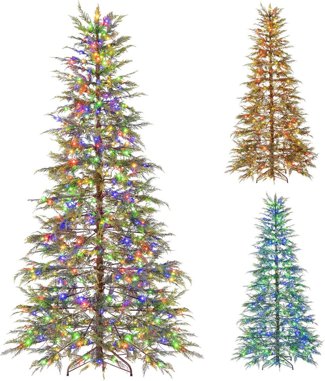 Goplus 6.5FT / 7.5FT Pre-Lit Artificial Christmas Tree | Hinged Sparse Xmas Fir Tree