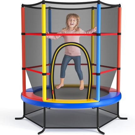 Goplus 55" Trampoline for Kids, 4.6 FT Mini Toddler Trampoline with ASTM Certified, Enclosure Net