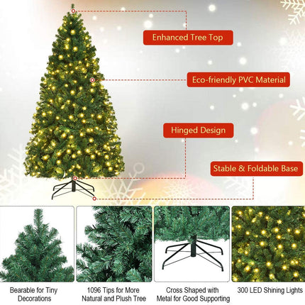Pre-Lit Artificial Christmas Tree, Premium Hinged Spruce Tree