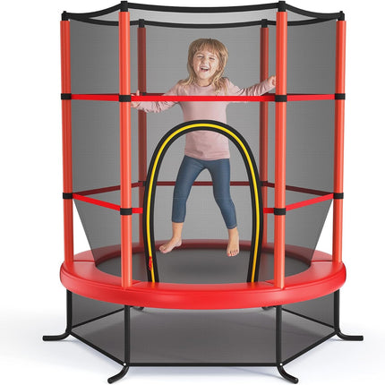 Goplus 55" Trampoline for Kids, 4.6 FT Mini Toddler Trampoline with ASTM Certified, Enclosure Net