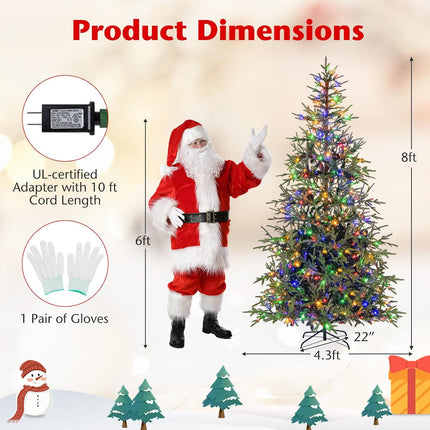 Goplus Pre-Lit Artificial Christmas Tree with Warm White & Multicolored LED Lights