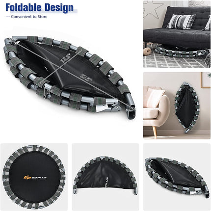 36Inch Kids Trampoline, Foldable Mini Rebounder with Full Covered Handle and Safety Pad - GoplusUS