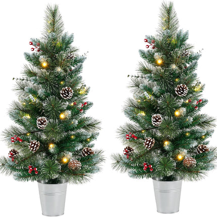 Goplus 3ft Pre-Lit Mini Tabletop Christmas Tree with 20 Warm White LED Lights, 8 Modes, Timer, 81 PVC & Pine Needles