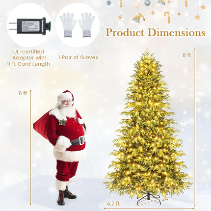 Goplus Pre-Lit Artificial Hinged Full Xmas Tree with PVC & Soft TPE Branch Tips