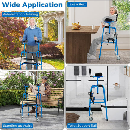 Goplus 450 Lbs Foldable Standard Walker with 5" Wheels and Removable Armrests
