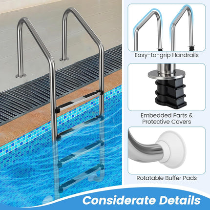 Goplus 4-Step Swimming Pool Ladder Heavy Duty Non-Slip Ladder