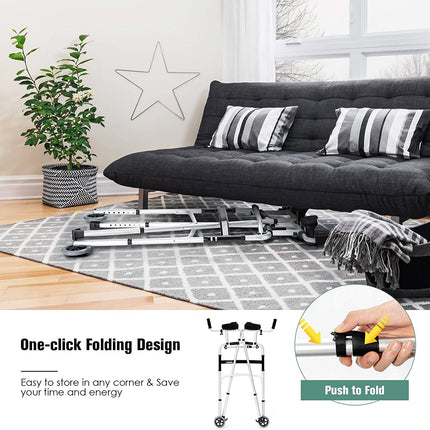 Foldable Standard Walker, Lightweight Aluminum Alloy Rehabilitation Auxiliary Walker - GoplusUS