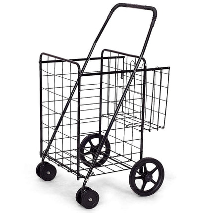 Jumbo Folding Shopping Cart for Grocery Laundry Book Luggage Travel - GoplusUS