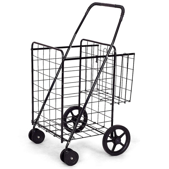 Jumbo Folding Shopping Cart for Grocery Laundry Book Luggage Travel - GoplusUS