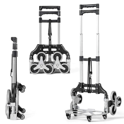 Goplus Stair Climbing Cart, All Terrain Stair Climbing Hand Truck with Bungee Cord, Heavy Duty with 6 Wheels - GoplusUS