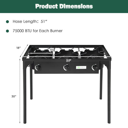 Outdoor Stove Portable Propane Gas Cooker Iron Cast Patio Burner - GoplusUS