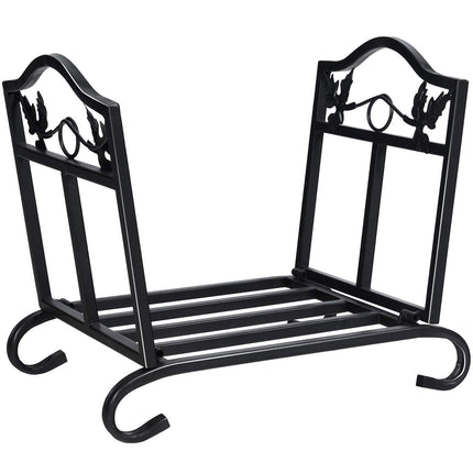Goplus Foldable Firewood Log Rack, Wrought Iron Firewood Storage Carrier - GoplusUS
